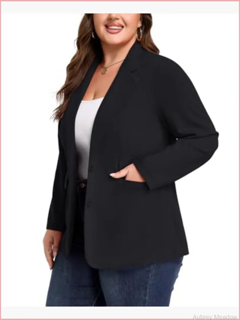 Plus Size Casual Blazers Button Front Long Sleeve Work Office Blazer Jacket